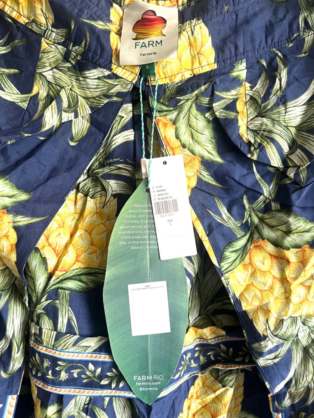 FARM Rio Delicate Pineapple Halter Midi Dress Size Large NWT - Picture 14 of 16